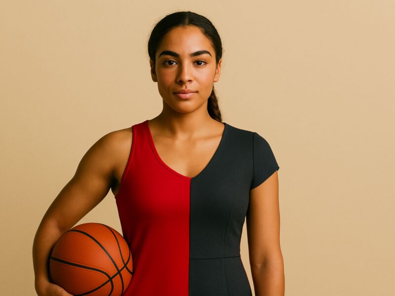 A female going from college athlete to saleswoman